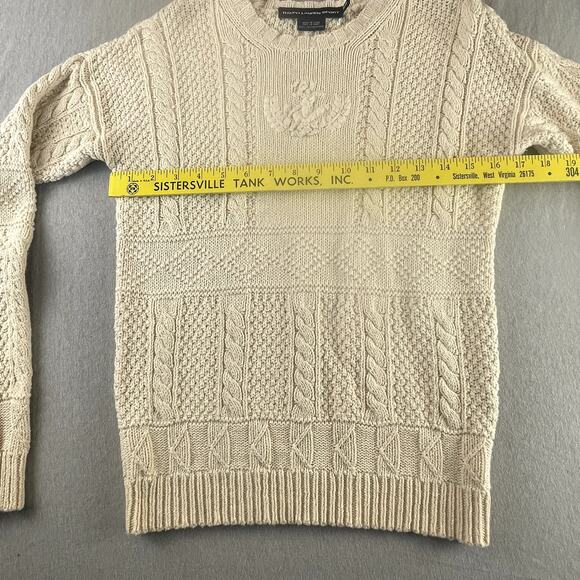 Cream Cable Knit Fisherman's Sweater Ralph Lauren Sport M Beige Preppy *READ - Picture 8 of 11